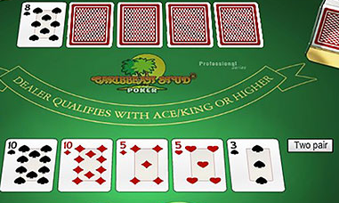 screenshot of the game play for caribbean stud poker